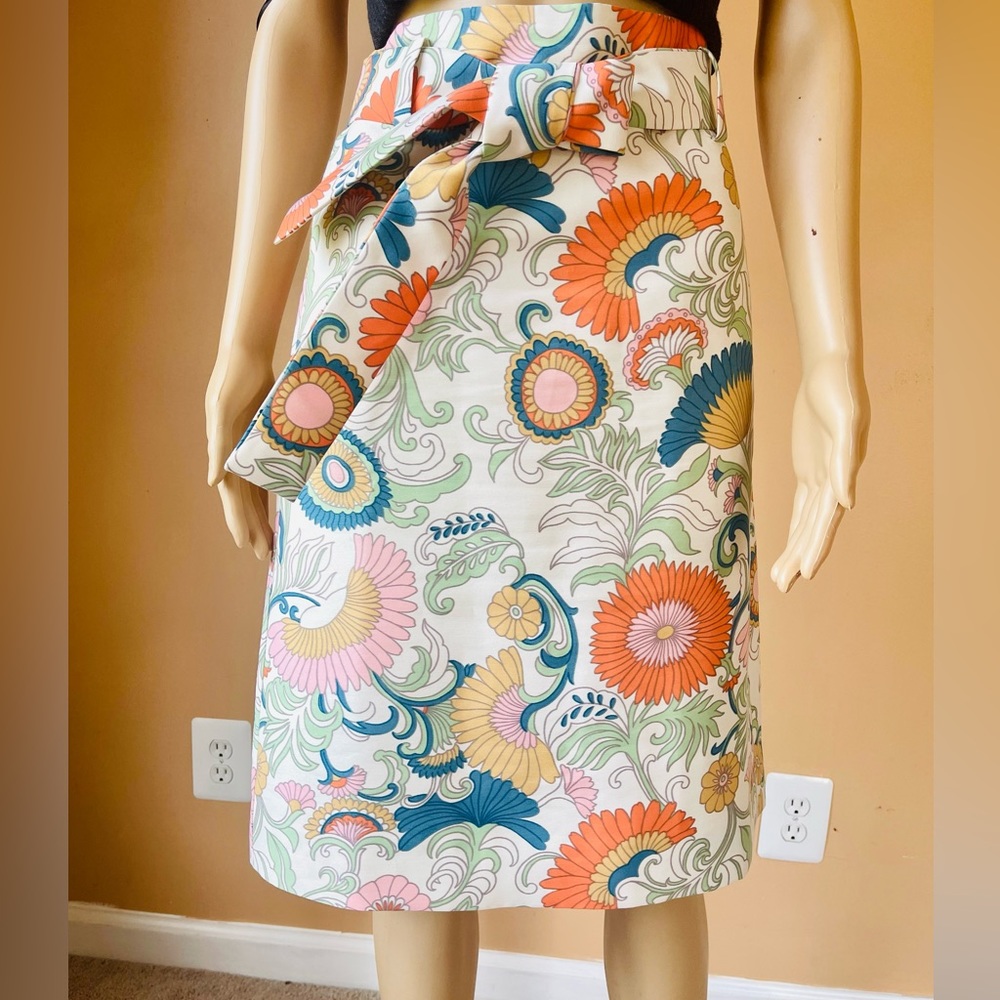 J.CREW Size 2 Tie-waist Skirt in Ornate Floral Style